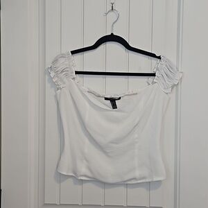 White Off The Shoulder Crop Top Size L